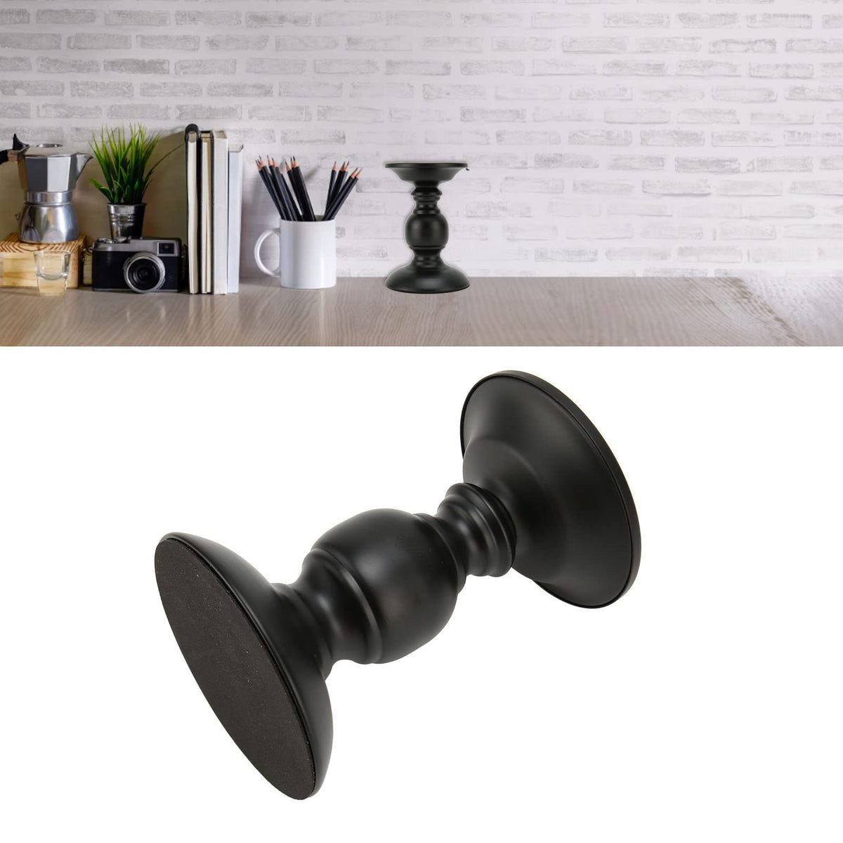Tyenaza Pillar Candle Holder Rustproof Black Metal Iron Matte Pillar Candle Holder Ornament Dining Table Decoration for Wedding, Dining Table, Party