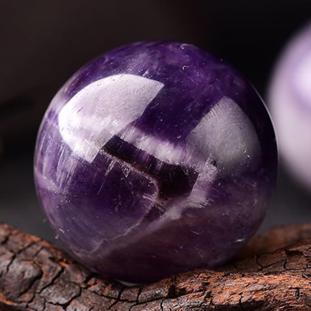 1.97-2.36inch/5-6cm Natural Amethyst Crystal Ball, Hand Polished Purple Quartz Sphere, Reiki Healing Decorative Sphere, Chakra Energy Stone Crafts, Feng Shui Home Desktop Ornament, Crystal Collectible