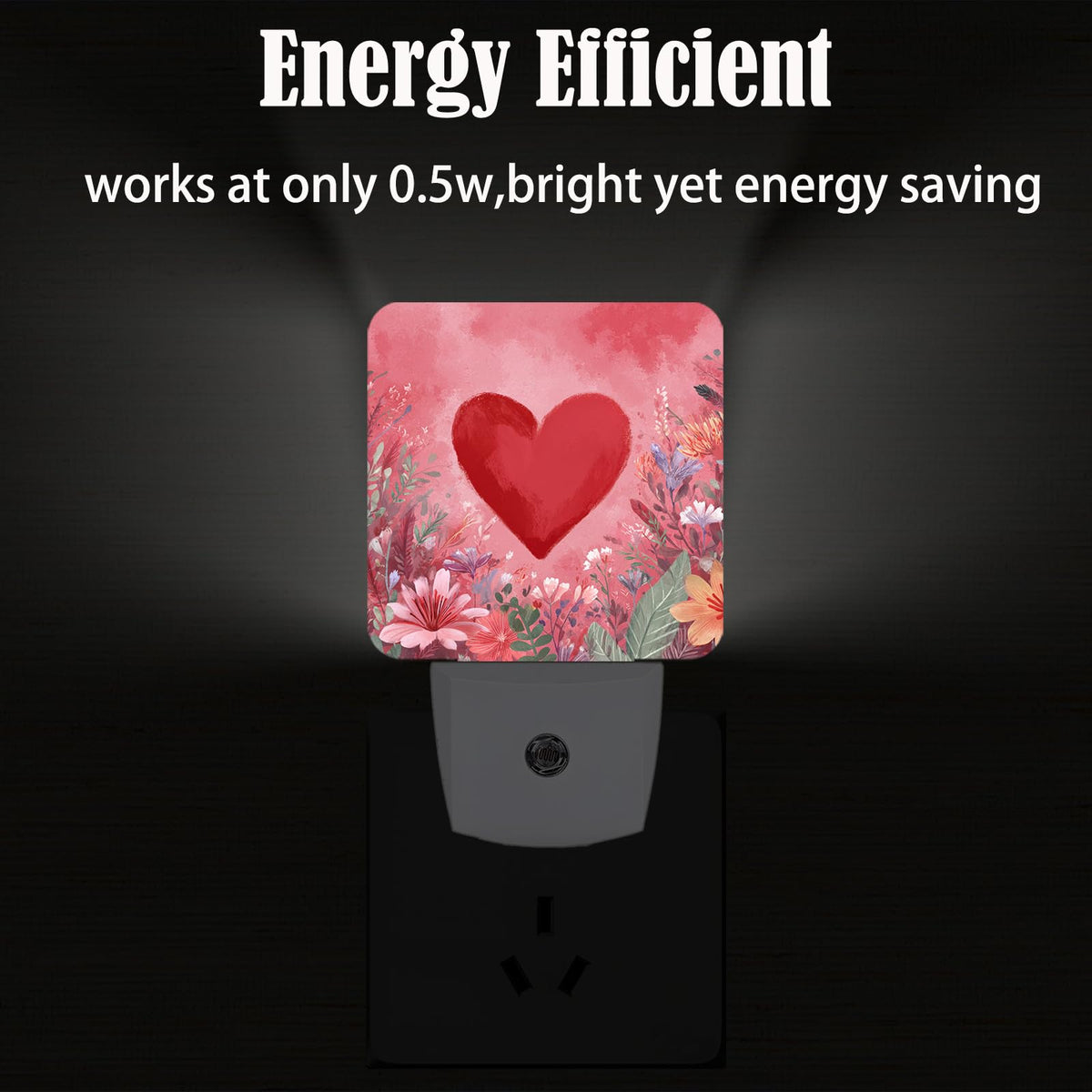 FSHVQKD Red Love Hearts Night Light,Plug-in Nightlights Auto Sensor Night Lamp Dusk-to-Dawn Lamp Home Decor for Nursery Children Girls Boys