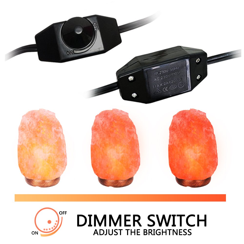 haraqi Himalayan Salt Lamp Cord (6ft) with Dimmer Switch,Original Replacement Cord with Base Assembly(3.34 Inches) and 6 Piece 25 Watt E12 Bulbs for Salt Rock Lamp