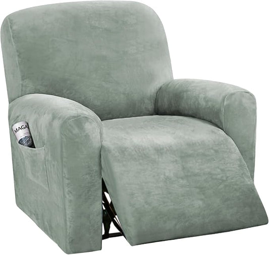 H.VERSAILTEX 4-Pieces Recliner Chair Covers Velvet Stretch Reclining Couch