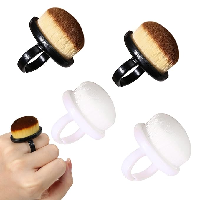 4Packs Nail Dust Cleaning Brush Ring, Soft Brushes