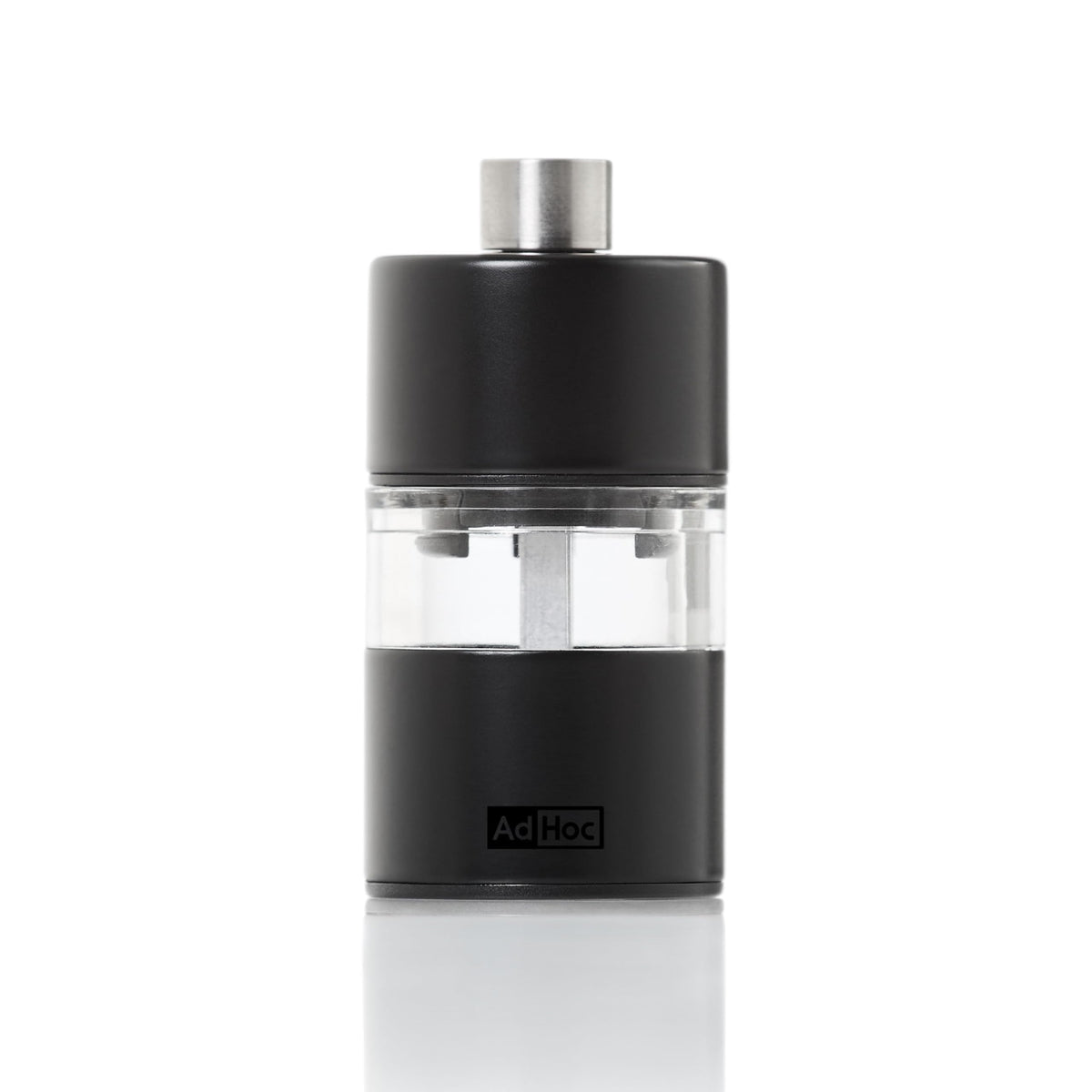 AdHoc Mini Salt & Pepper Mill - 2-in-1 Refillable Salt & Pepper Grinder Set - Features Adjustable Mechanism & Ceracut Ceramic Grinder (Black)
