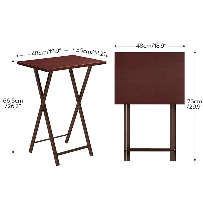 HOOBRO Folding TV Tray Tables, Industrial Snack Tables