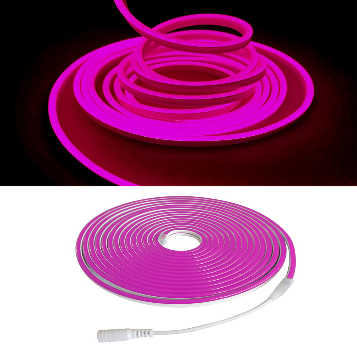 Maxlaxer Pink LED Neon Strip Light，16.4ft/5m 12V DC Waterproof Flexible Light Strip for Indoor and Outdoor Decor, Bedroom, Kitchen, Party, TV Backlight.(Power Adapter not Included)