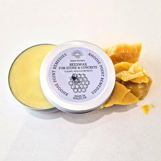 Rhoose Point Remedies Beeswax Polish for Stone & Concrete 3.5 Fl Oz – Cleans, Seals & Protects Natural & Man-Made Surfaces inc. Marble, Quartz, Granite, Slate, Ceramic