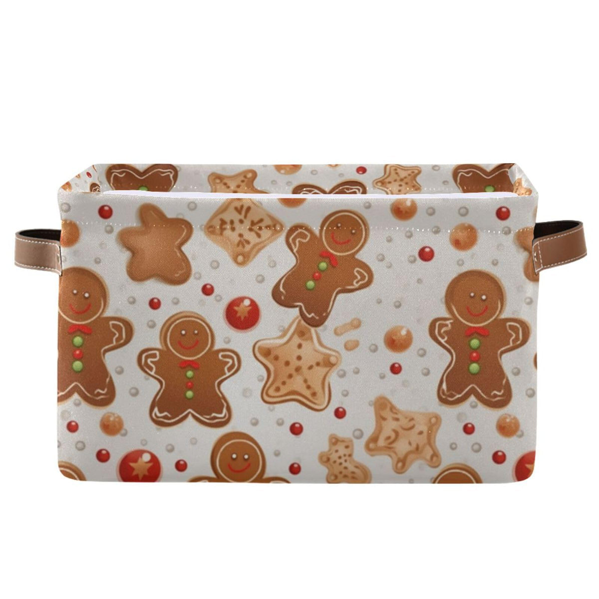 senya Christmas Storage Basket, Christmas Gingerbread Decoration Foldable Fabric Collapsible Storage Bins Organizer Bag for Storage Clothes