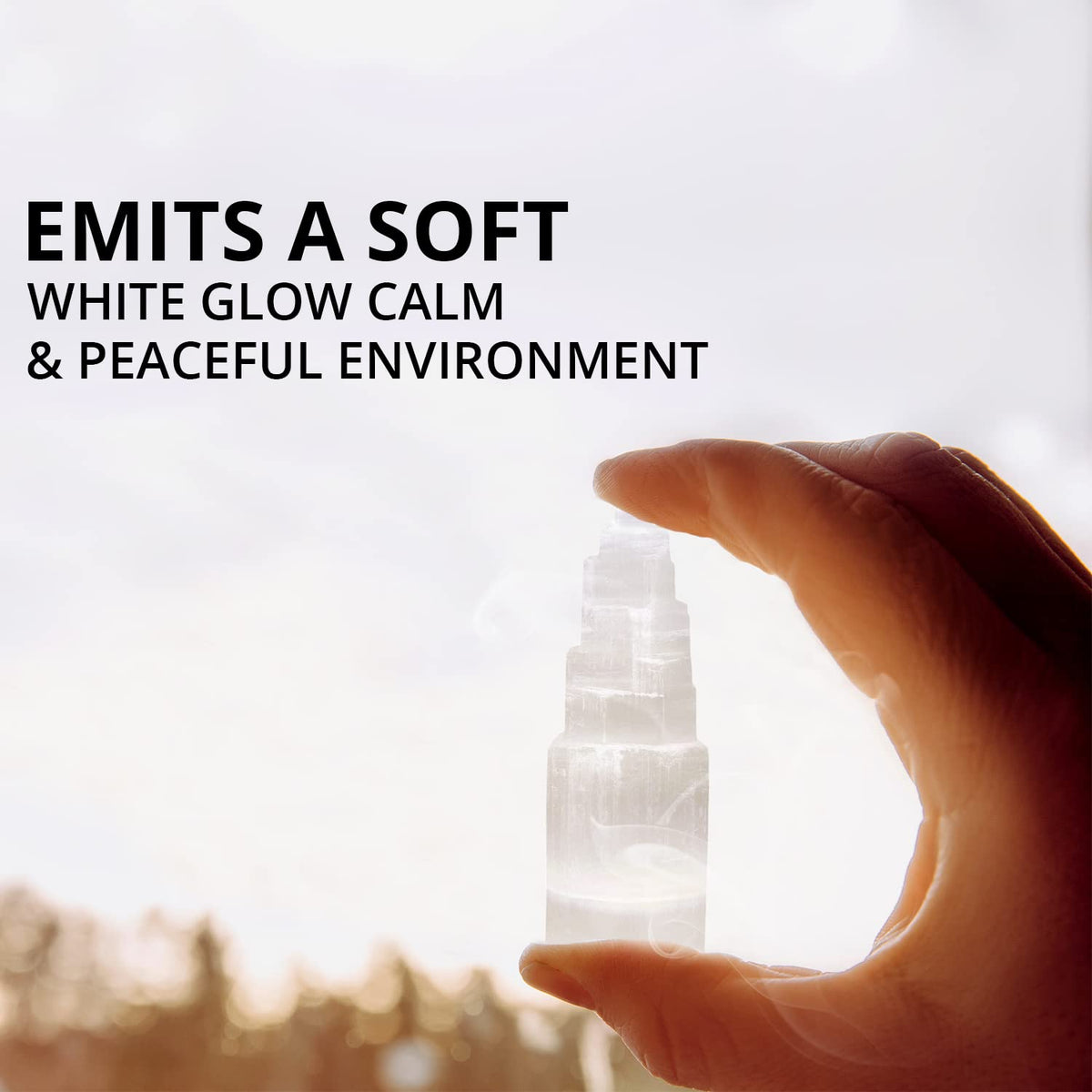 NORTHLANDZ Selenite Crystal Skyscraper Tower, Healing & Calming Effects, Cordless Meditation Stones, 10 cm Each – 3 Pack, White