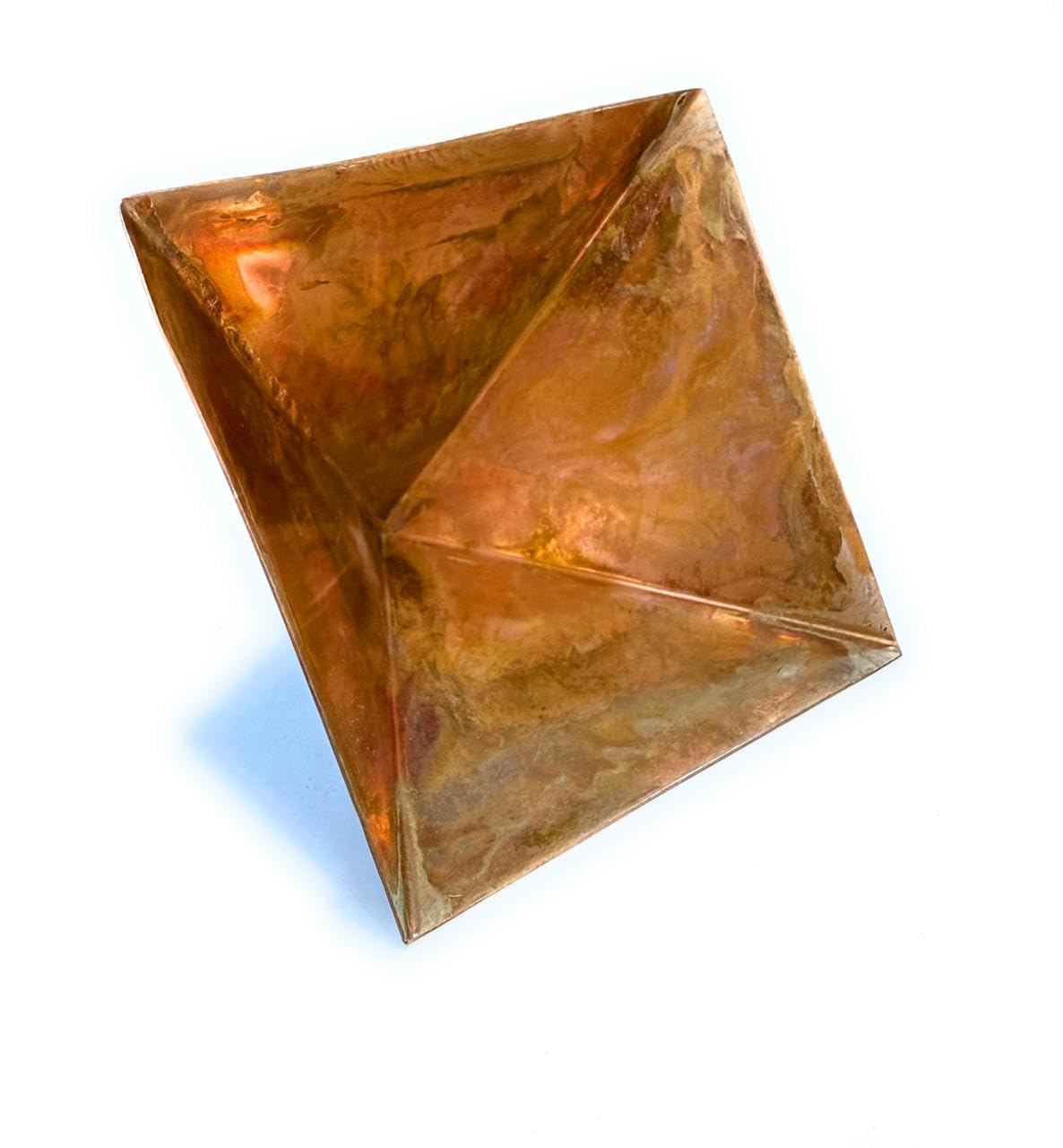 Pure Copper Vastu Pyramid, 3 Inch Hollow Energy Booster, Traditional Indian Style Tabletop Sculpture for Home and Office Decor | Energy for Vibrations at Home, Office | Health & Wealth Benefits