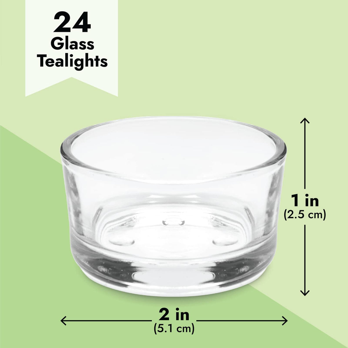 Juvale Glass Votive Candle Holders - Fits Standard Tealight Candles - Short Tealight Holders - Pack of 24, 1.9 in Dia x 1.0 in H