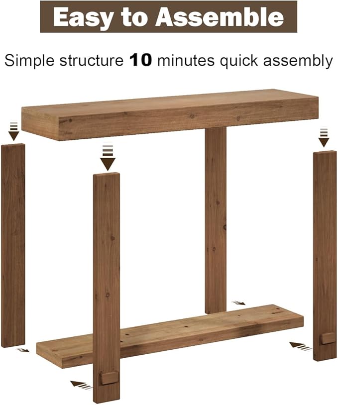WINWYY Solid Wood Console Table, 42.5" Farmhouse Entryway Tables Thickened