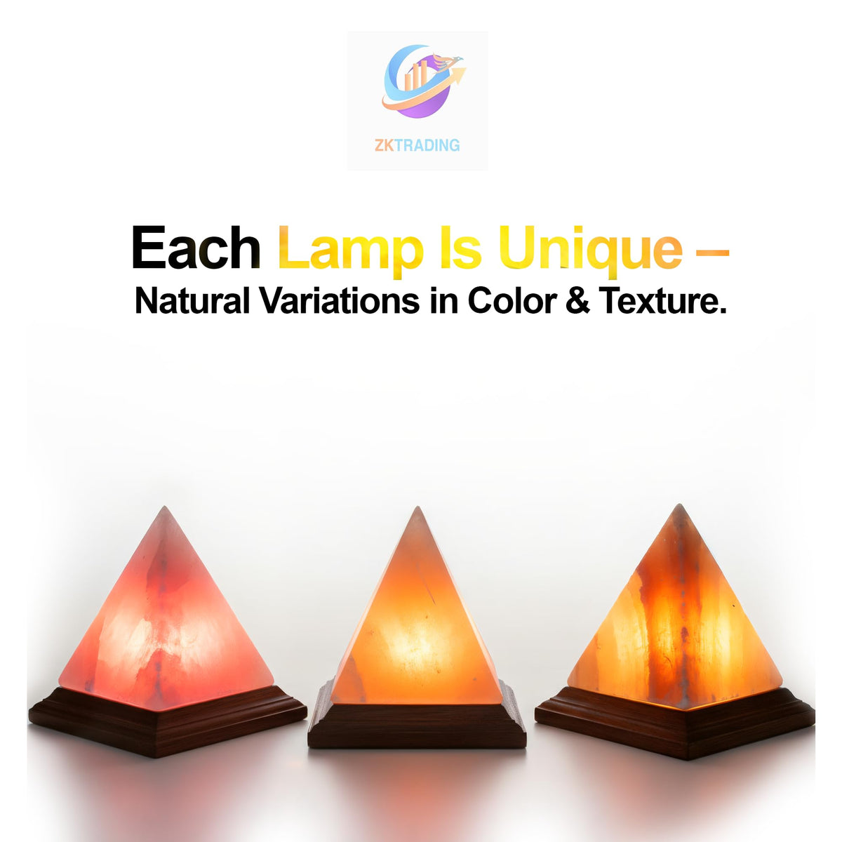 ZKTRADING Himalayan Pink Salt Pyramid Lamp 7 Inch Tall with Dimmer Switch, Handcrafted Natural Crystal Salt Lamp, Warm Yellow Glow Night Light for Bedroom, Office & Home Decor Gift