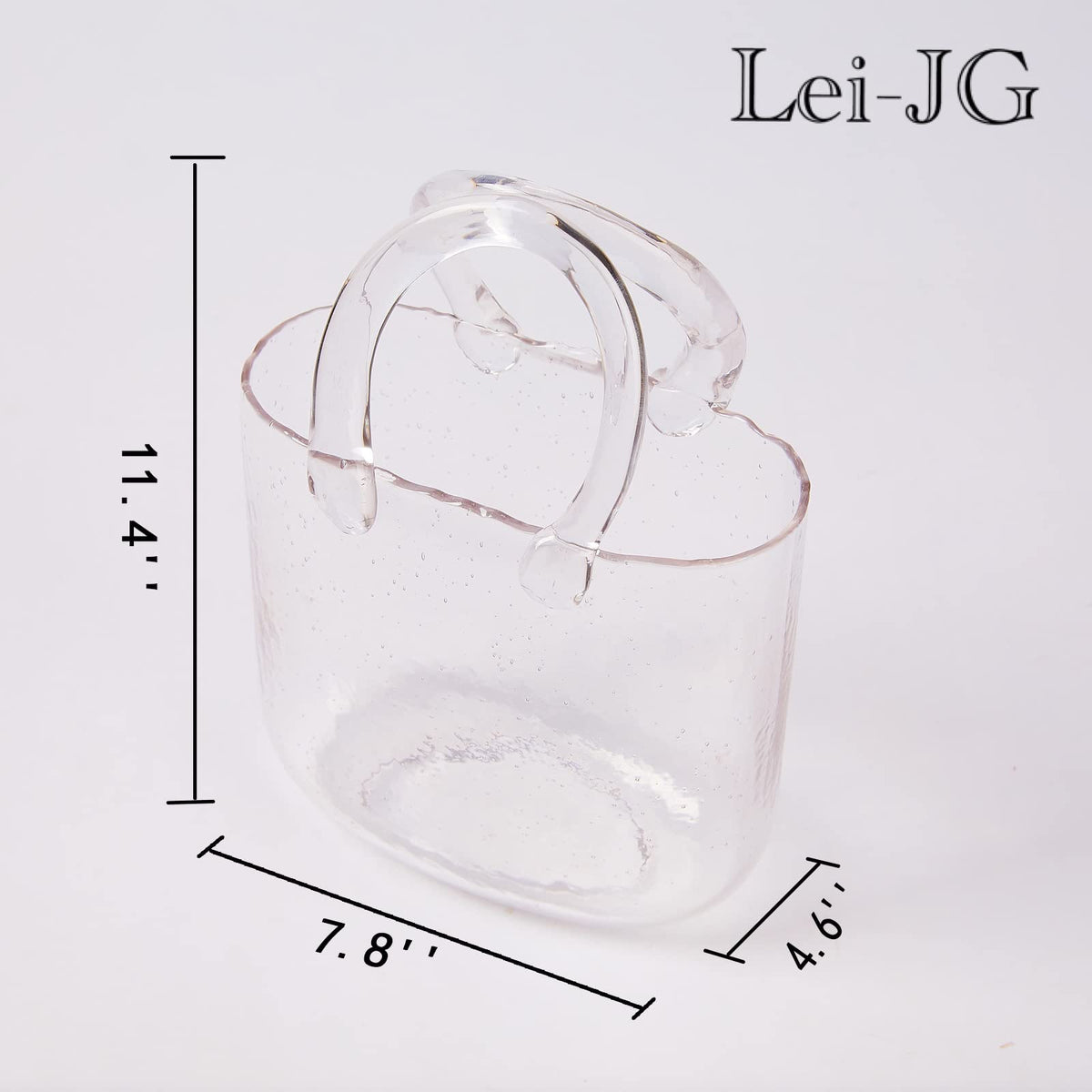 Lei-JG Thickened Glass Purse Vase for Flowers Gift Set-(Handmade 5mm Crystal-Unique Cute Clear Bag Vase with Reinforced Gift Box, Premium Table Centerpiece for Wedding/Mothers Day (Transparent