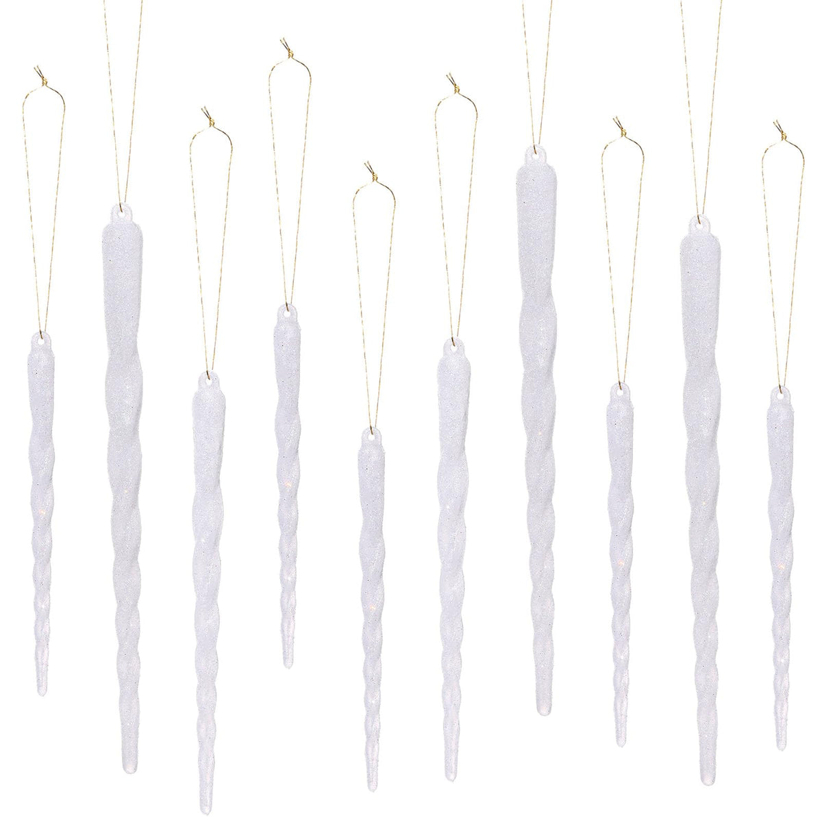 Boao 36 Pieces Icicles Ornament Set 5.12-7.8 Inch Twisted Acrylic Drop Icicle Christmas Tree Hanging Ornaments Decorations for Christmas Wedding Winter Holiday (White)