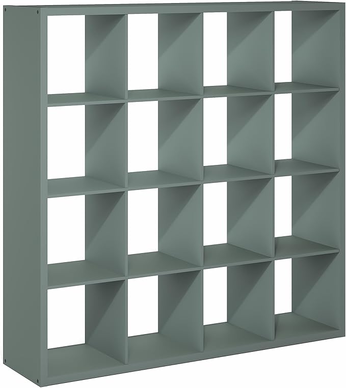 Furinno Cubicle Book Shelf, 16-Cube Bookshelf, Extra Thick Frame Reversible