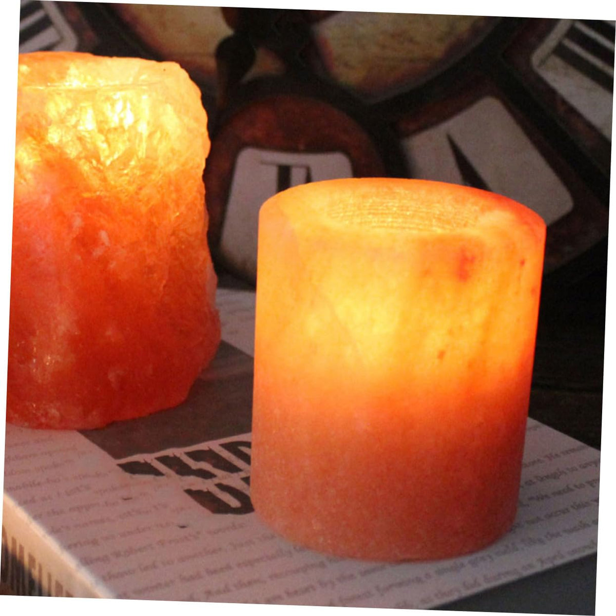 JECOMPRIS Himalayan Salt Candle Holder Elegant Table Centerpiece for for Home Decoration and Cozy Ambiance