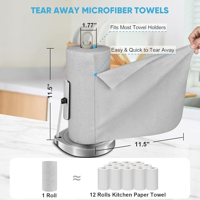 AIDEA Microfiber Cleaning Cloth Roll, Reusable Paper Towels Tear Away Cloth