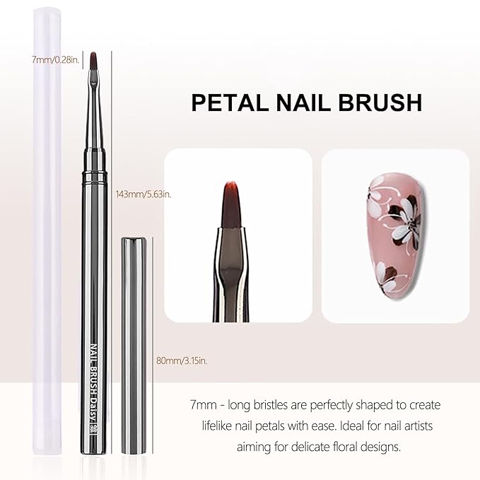 3Pcs Nail Art Brushes Set for Flower Petal Butterfly Drawing, 3D Gel Acrylic