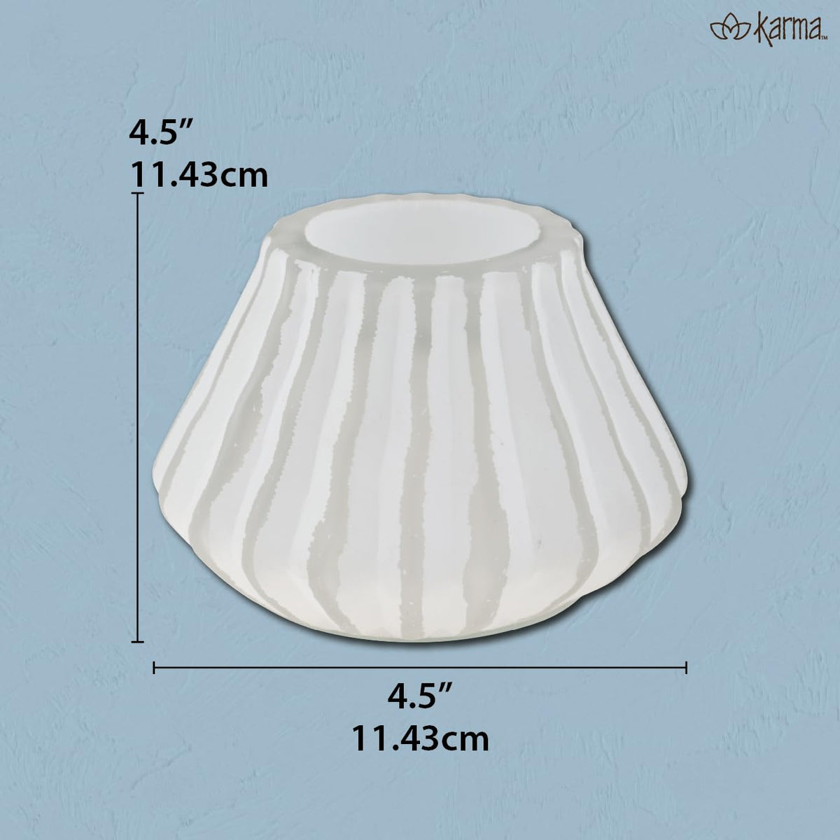 Karma, Boho Fluted Pyramid Tealight, Votive Candle Holder, Glass Votive Candle Holders for Table Decorations, Beach Party and Coastal Home Decor, White