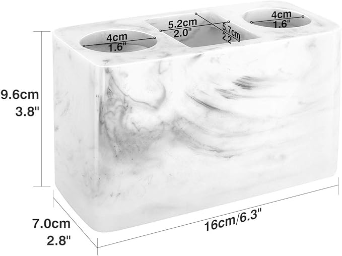 Luxspire Electric Toothbrush Holder, 3 Slots Large Marble Toothbrush Toothpaste