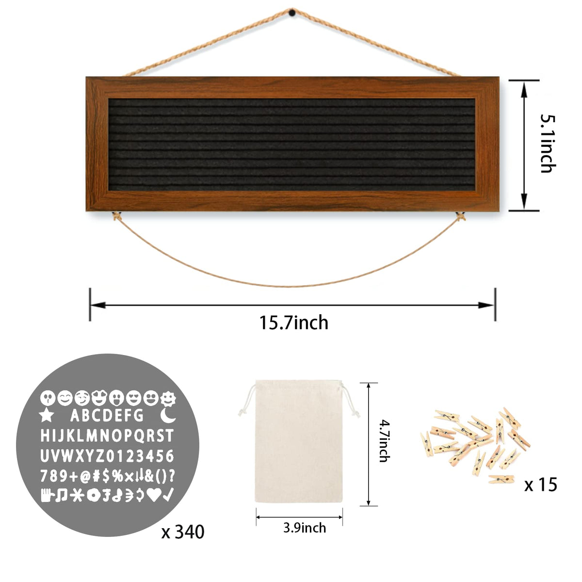 CJIAWYS Picture Frames Collage Photo Hanging Display, Felt Letter Board with 340 Letters and 15 Clips, Picture Board Rustic Frames for Wall Dorm Room Decor Christmas Holiday Birthday Party Present