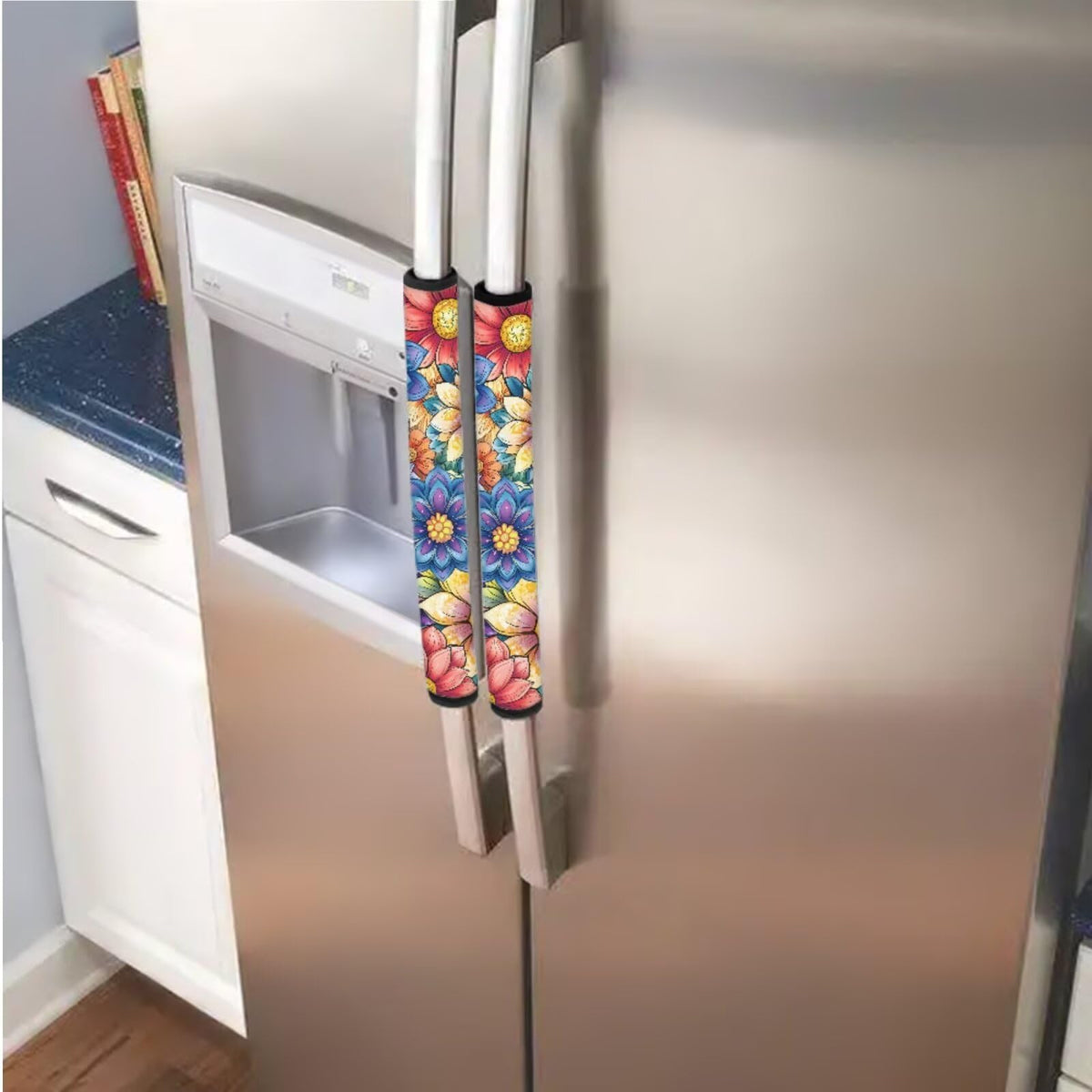 Hwzdsyxl Boho Mandala Flower Print Refrigerator Door Handle Covers Protective Handles Gloves 6 Pieces Universal Kitchen Appliance Handles Decor Keep Off Fingerprints Oil Stains Food Spot