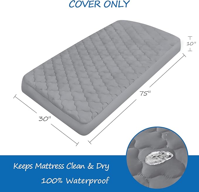 Cot Mattress Pad Protector Waterproof, Quilted Cot Size Mattress Cover 30" X