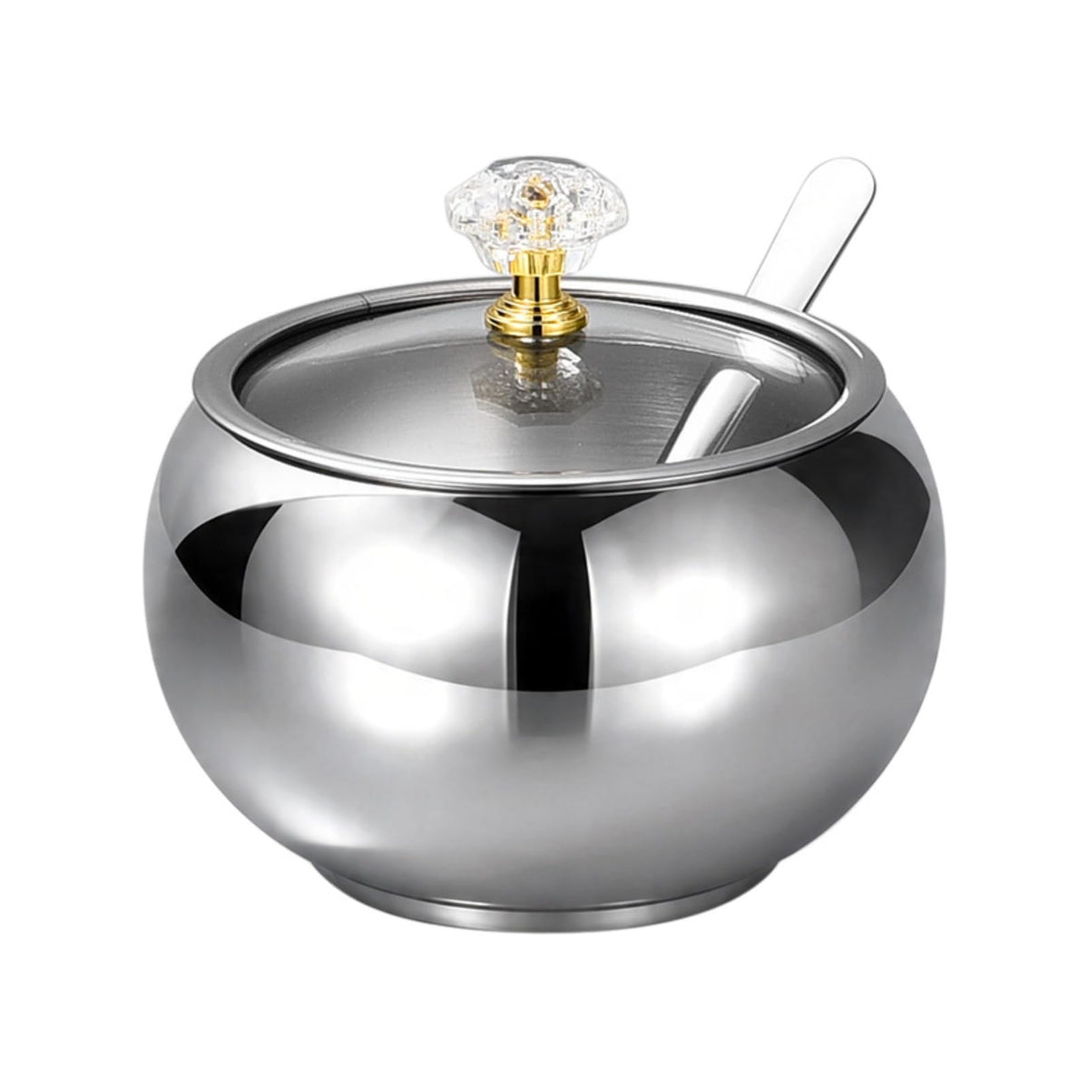 YMMDUVITA Stainless Steel Sugar Bowl with Lid & 2 Spoons, 500ml Container for Kitchen, Ideal for Storing Sugar, Coffee, and Spices