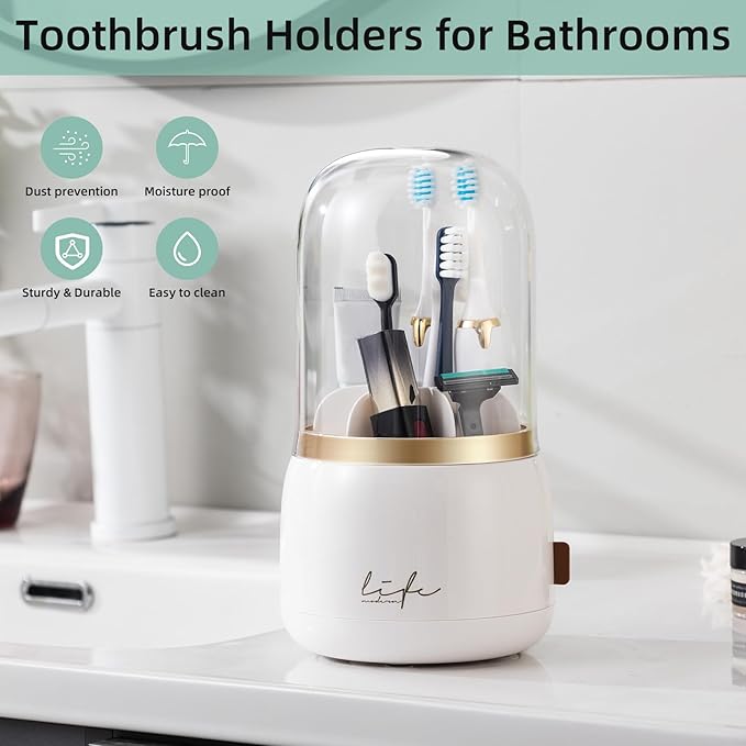 Toothbrush Holders for Bathrooms, Rotating 7 Slots Electric Toothbrush Holders