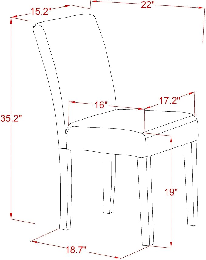 East West Furniture ABP4T55 Abbott Parson Kitchen Chairs