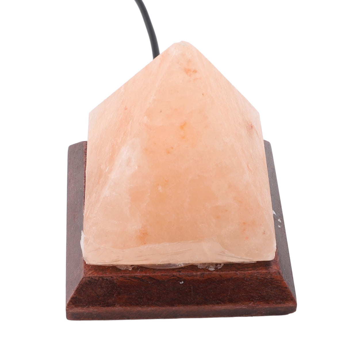 Handcrafted Himalayan Salt Pyramid Lamp with USB RGB Base Wooden Stand Mood Light for Bedroom Office Meditation Space