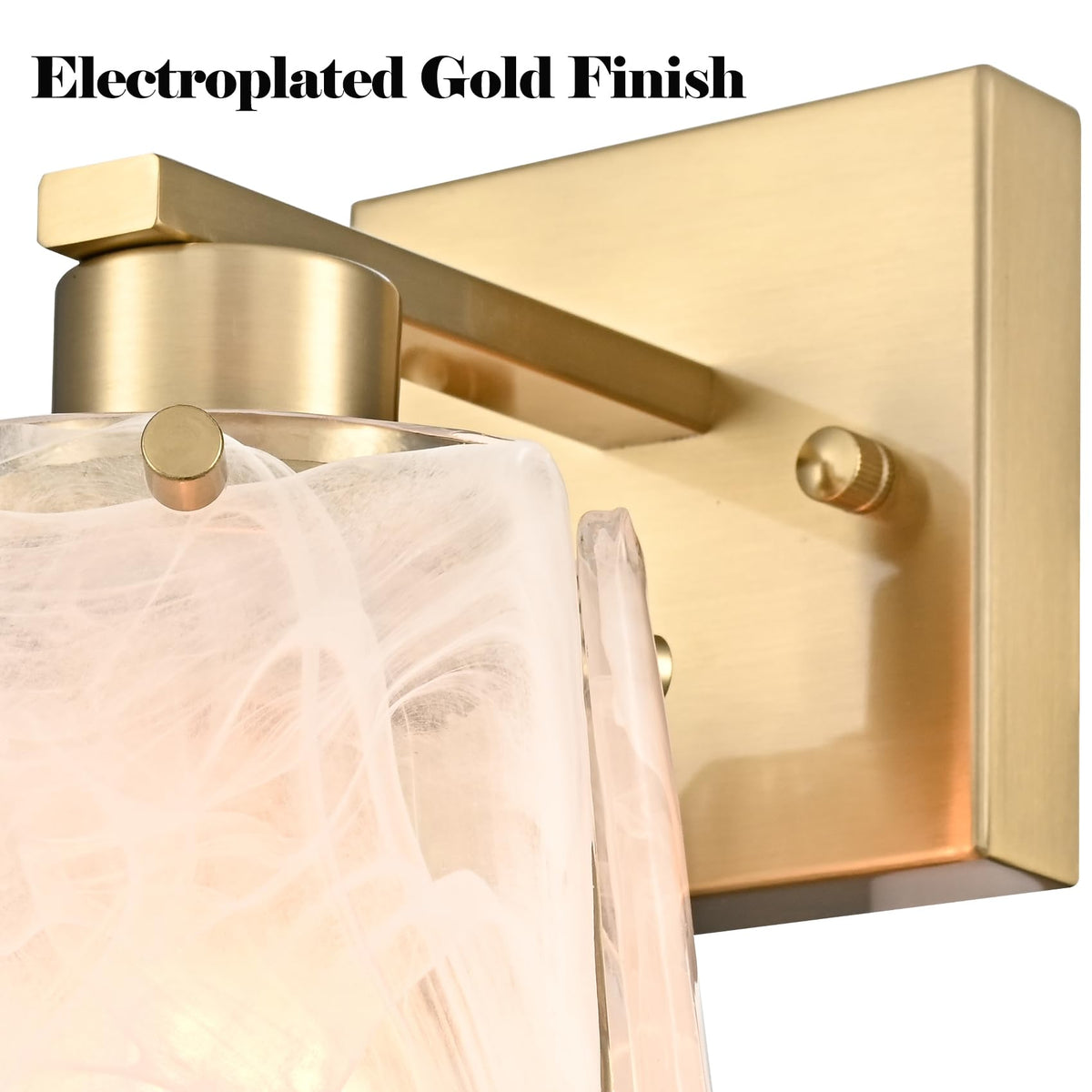 DAYCENT Small Modern Gold Wall Sconce with Glass Shade 1-Light Hardwired Brass Sconces Lighting Bell-Shaped Wall Light Fixtures for Bedroom Hallway Bathroom, E26 Base