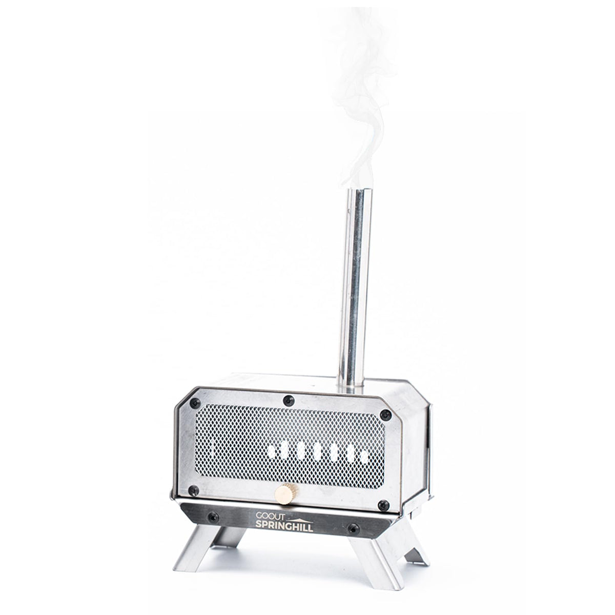 GOOUT SPRINGHILL Incense Burner & Mini Portable Stove - Compact Foldable with Detachable Ash Catcher, 3.9x2.4x6.5 Inch Stainless Steel, Silver