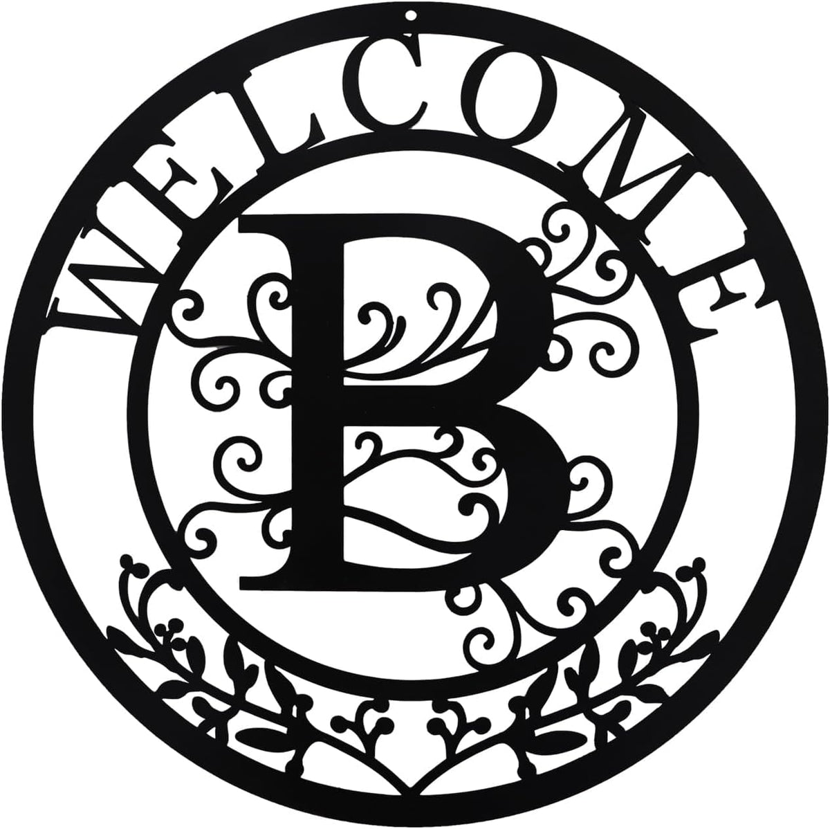 BVLFOOK Metal Wall Art, Letter B Monogram, Personalized Name Sign, Black Wall Decor, Custom Family Name, Welcome Plaque for Door Living Room Kitchen Dining Room Indoor Outdoor Decoration Christmas