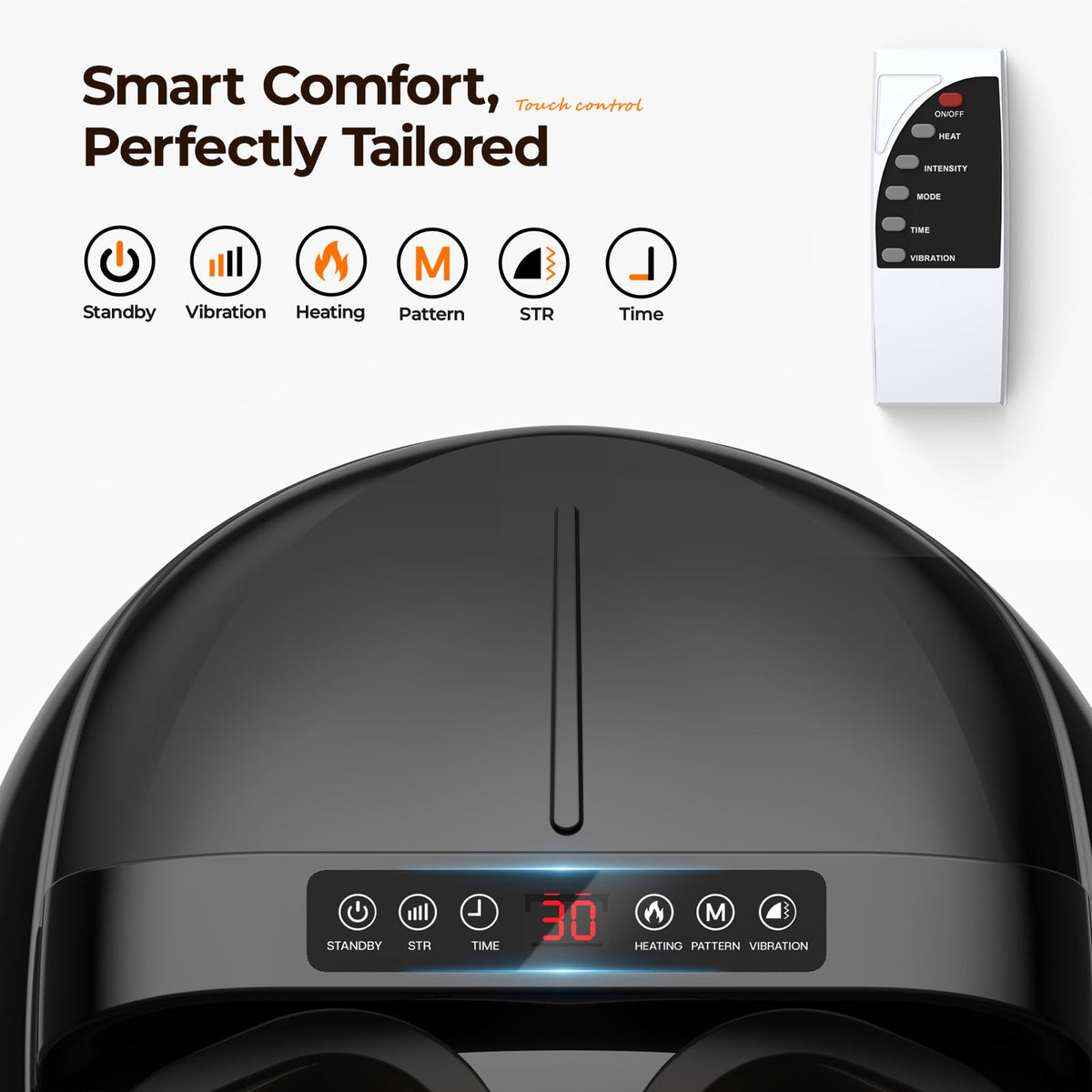 HTM Foot Massager with Heat, 5 Modes & 9-Level Intensity & 3-Speed Vibration, Shiatsu Kneading & Rolling Compression, with Remote & Portable Handle, Fits Up to Men's Size 13, Gift for Women Men