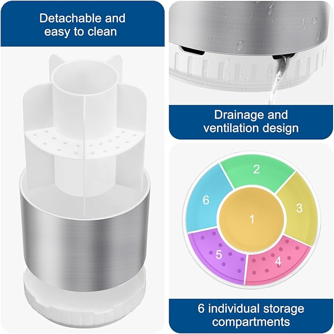 Silver Toothbrush Holders for Bathrooms Countertop Organizer
