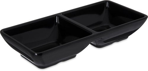 Carlisle FoodService Products 086203 Melamine Double Square Ramekin, 4 oz Capacity, 5-3/4" Length x 2-3/4" Width x 1" Height, Black (Case of 24)