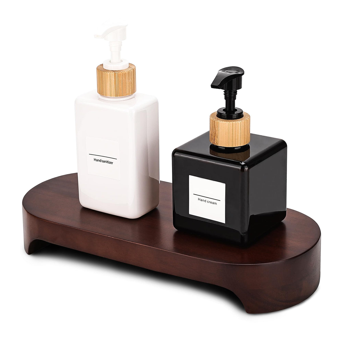 CAMLOT Acacia Wood Risers for Decor Display, Bathroom Counter Decorative Tray, Soap Dish Risers, Pedestal Stand for Bottles,Candle,Plant, Counter Decor for Vanity. (Brown Acacia)