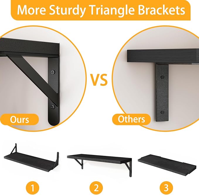Fixwal Floating Shelves for Wall, Wood Wall Mounted Shelves for Bedroom