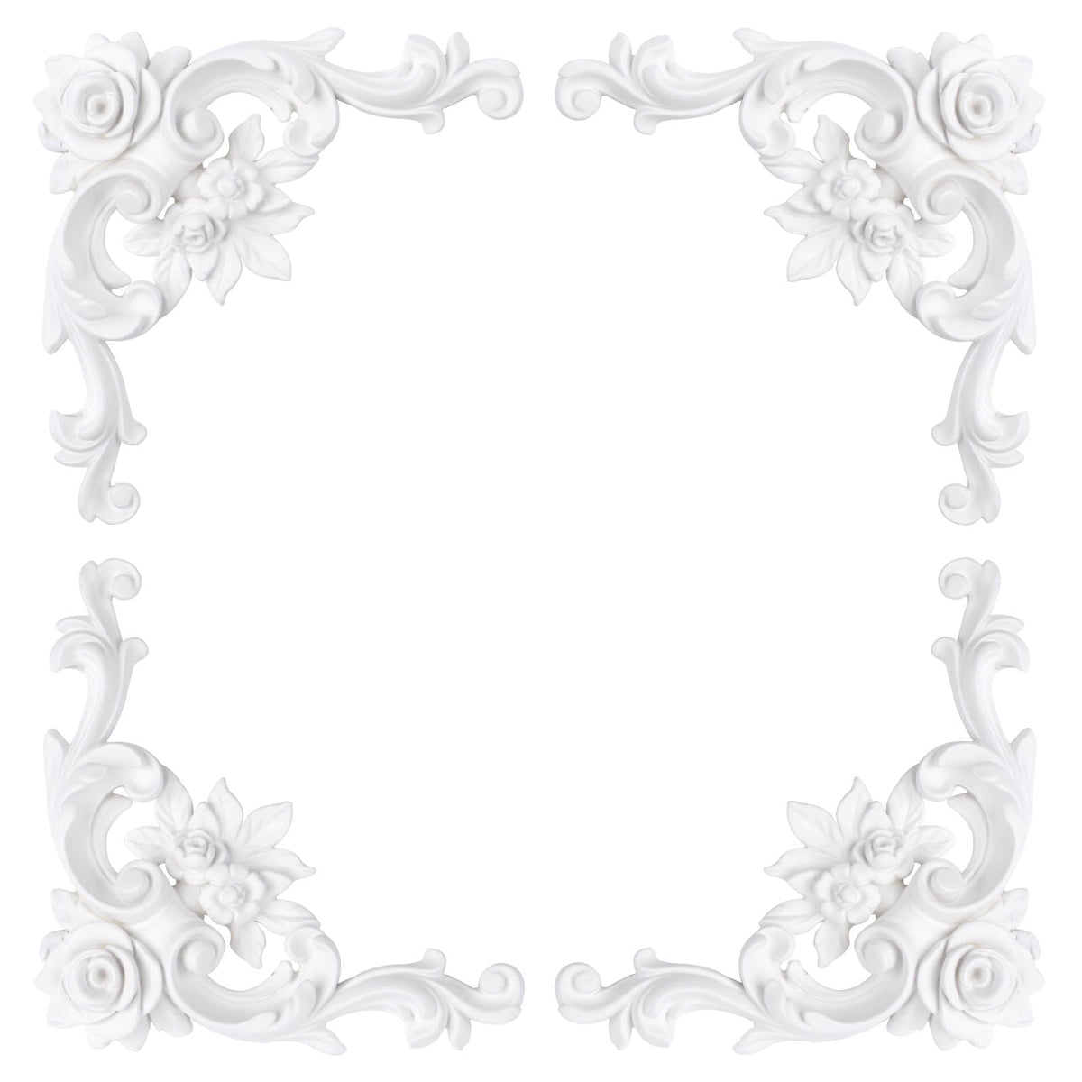 Corner Molding Ornament for Walls, French Style Decorative Accent with Floral Pattern, Rose Style Small, 4 Pieces