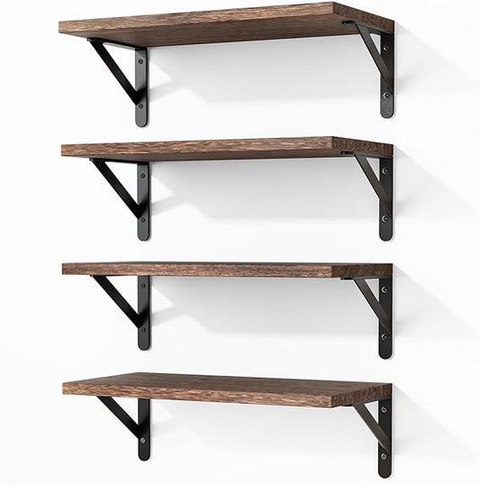 Fixwal Floating Shelves for Wall, Wood Wall Mounted Shelves for Bedroom