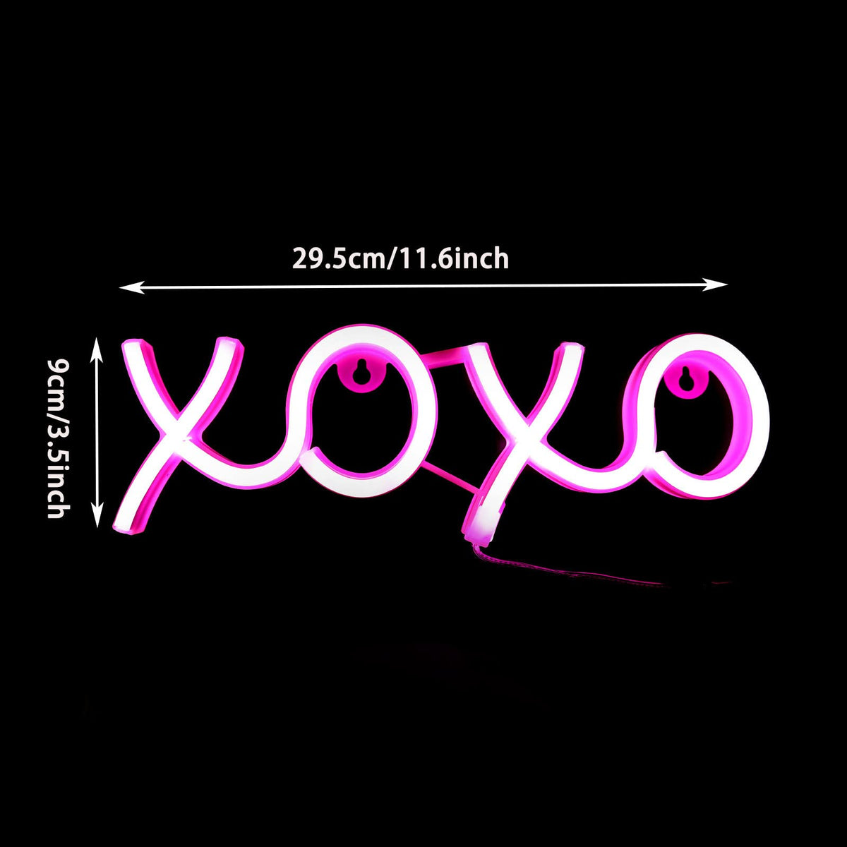 ENUOLI Neon Lights for Bedroom, XOXO Pink Neon Sign USB Battery Powered Neon Sign Wall Decorations Home Decor Led Sign for Living Game Room Bar Party Neon Wall Decor Valentine's Gift