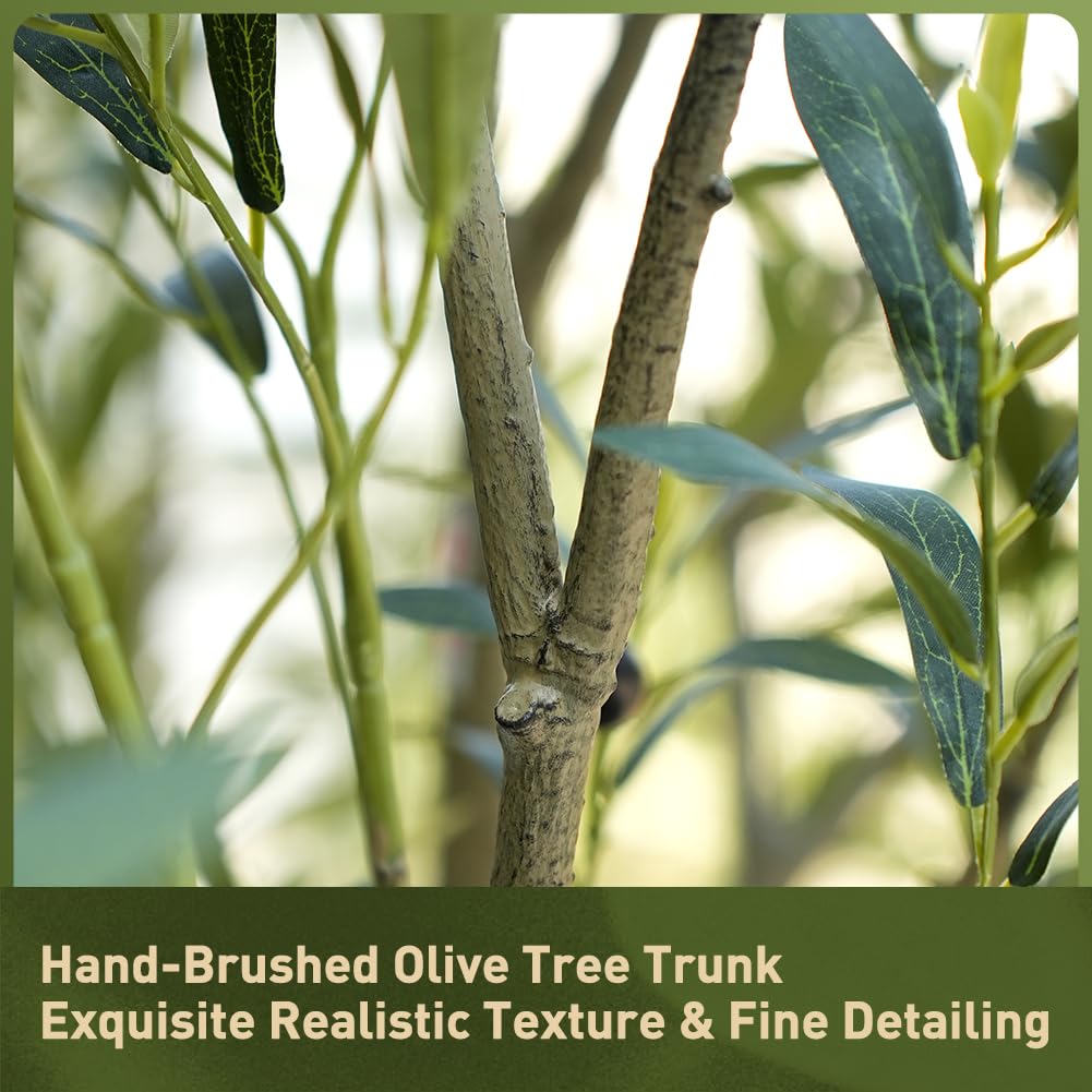 Verinatural Olive Tree Artificial Indoor 8ft - Large Fake Plants - Realistic Faux Olive Tree in Pot - Tall Artificial Plants for Home, Patio, Living Room, Office Decor,VN138