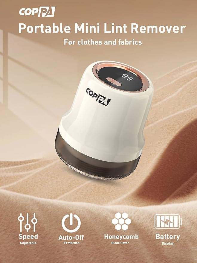 COPPA Lint Remover, LR-MINI USB Rechargeable Lint Removal 6 Blades & 3 Speed