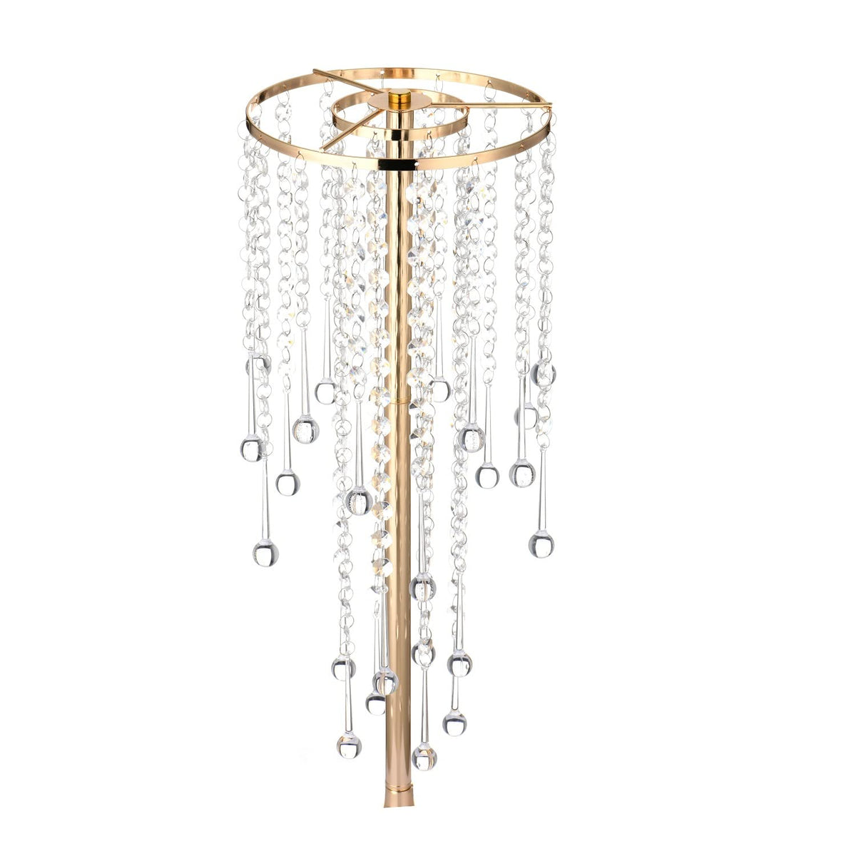 21.7in Tall Gold Vases for Table Centerpieces - 2pcs of Metal Flower Stands with Sparkling Crystal Beads, Elegant Flower Vases for Anniversary Birthday Party Christmas Event Wedding Home Decor