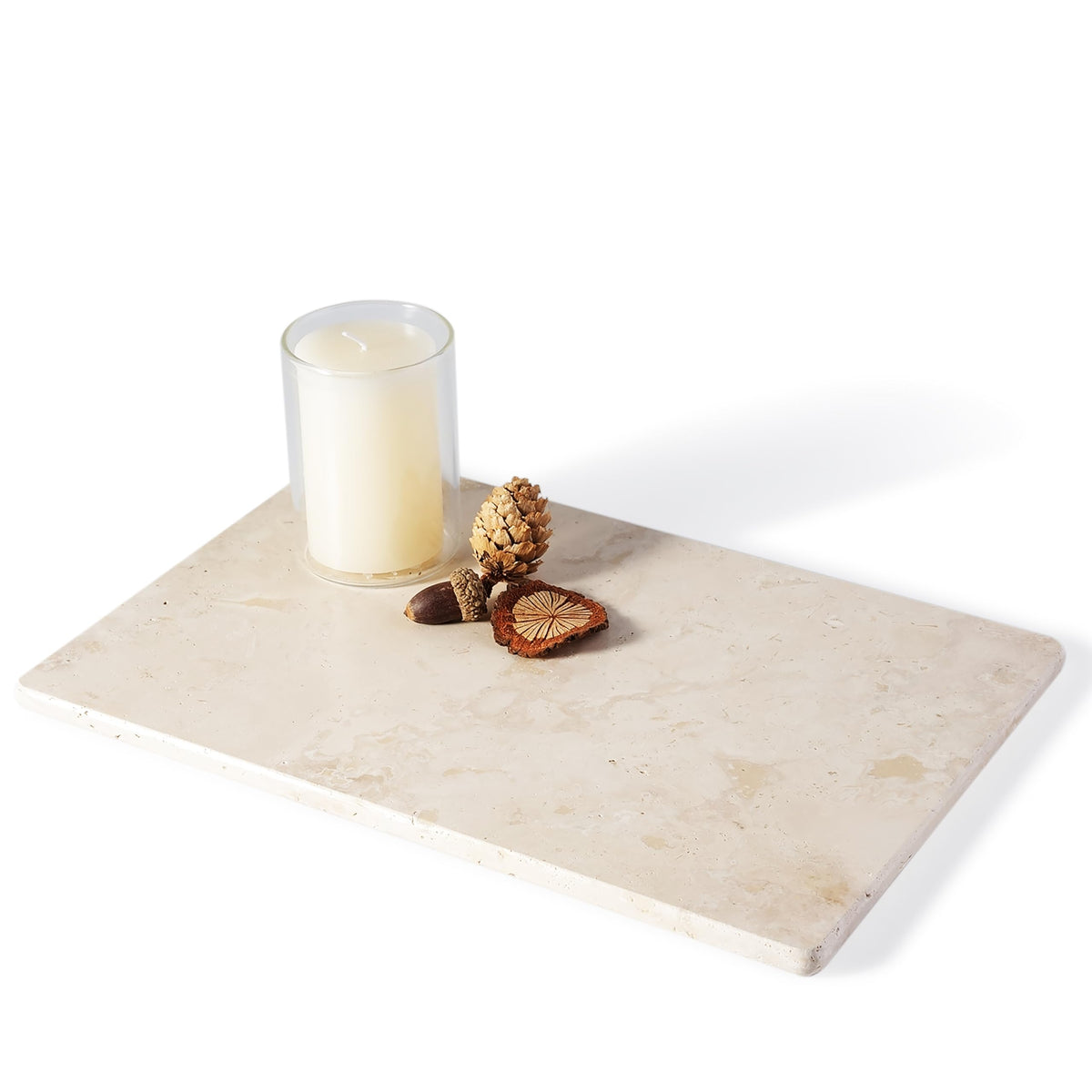 Italian Natural Travertine Tray, 12" x 8" Vanity Decorative Marble Tray for Jewelry, Ring Holder, Perfume Organizer Candle Tray for Bedroom/Bathroom/Kitchen Countertop