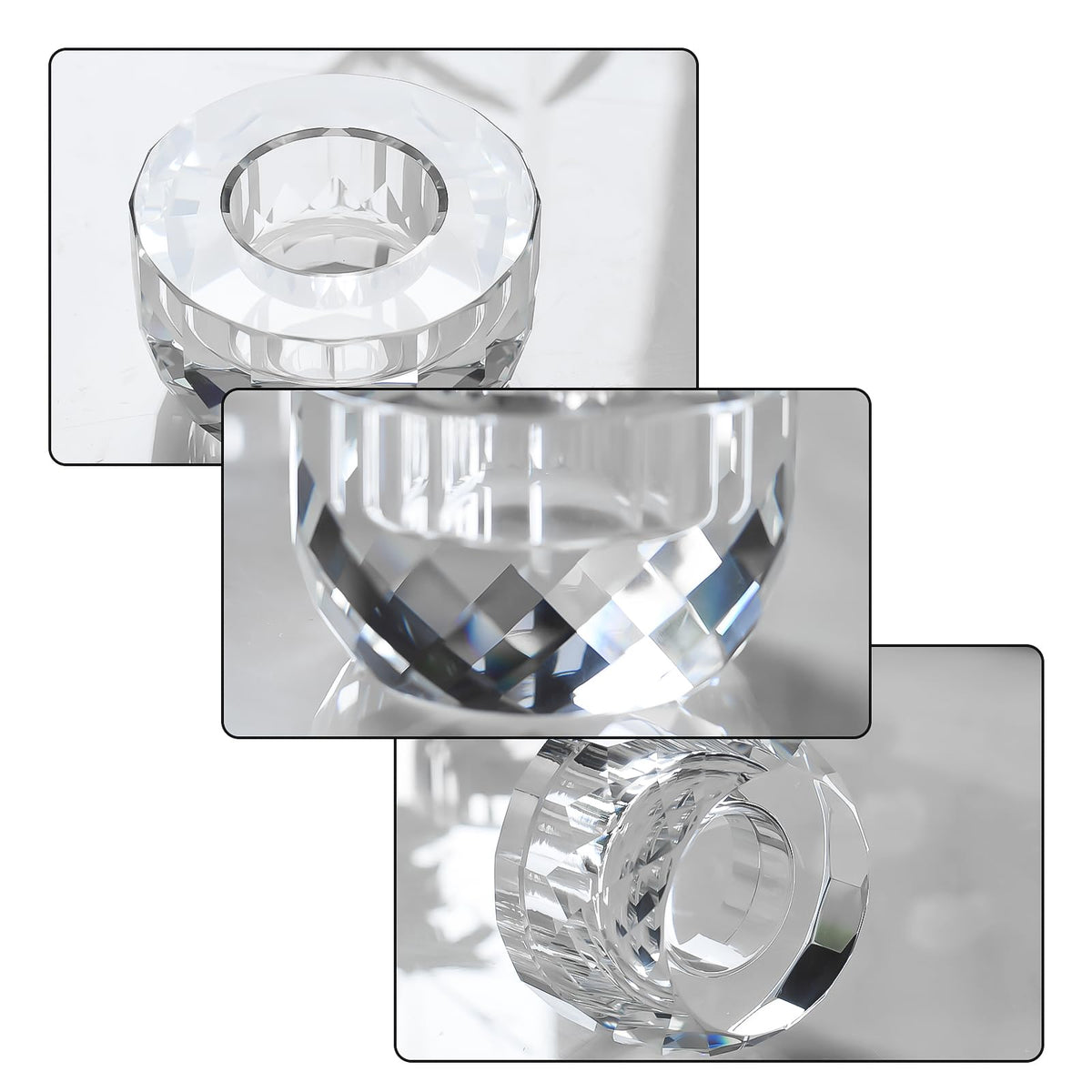 Crystal Candle Holders Set of 2, Tea Wax Ultra Elegant & Modern Centerpiece Home Décor,Wedding
