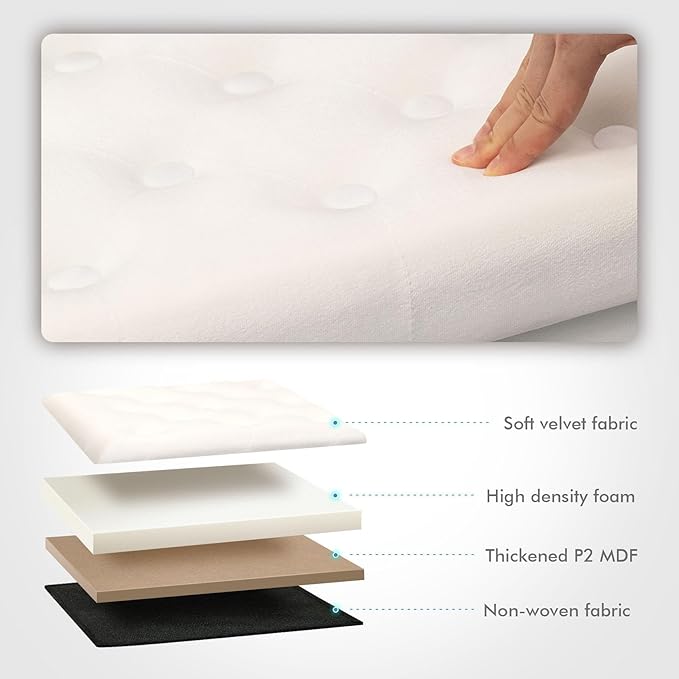 B FSOBEIIALEO Storage Ottoman Velvet Tufted Folding Ottomans Footstool Rest Seat