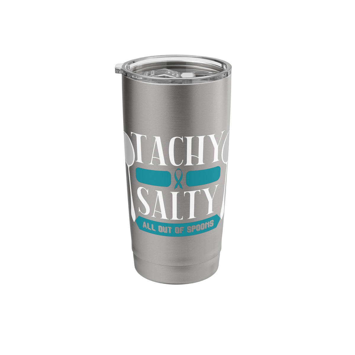 Salty Out Of Spoons POTS Salt Dysautonomia Turquoise Ribbon Stainless Steel Insulated Tumbler