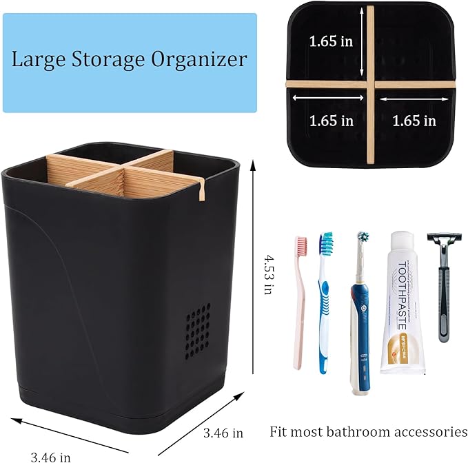 Toothbrush Holders Drainage for Bathrooms, 4 Slots Tooth Brushing Holder